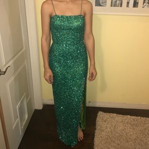Green sequin prom dress (strapless)