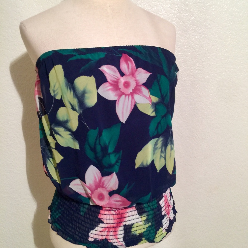 Tropical Strapless Top Size Small
