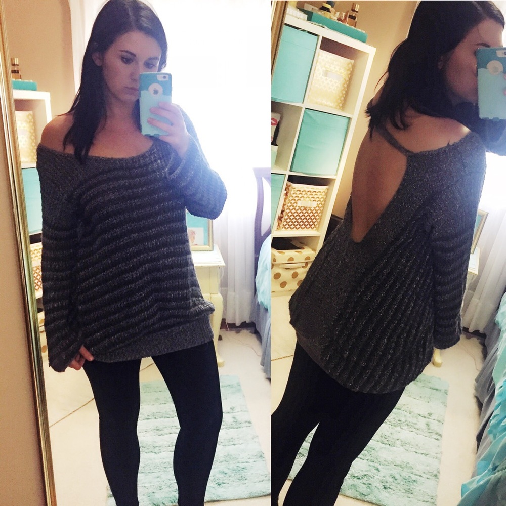 Free People oversized low open v back sweater