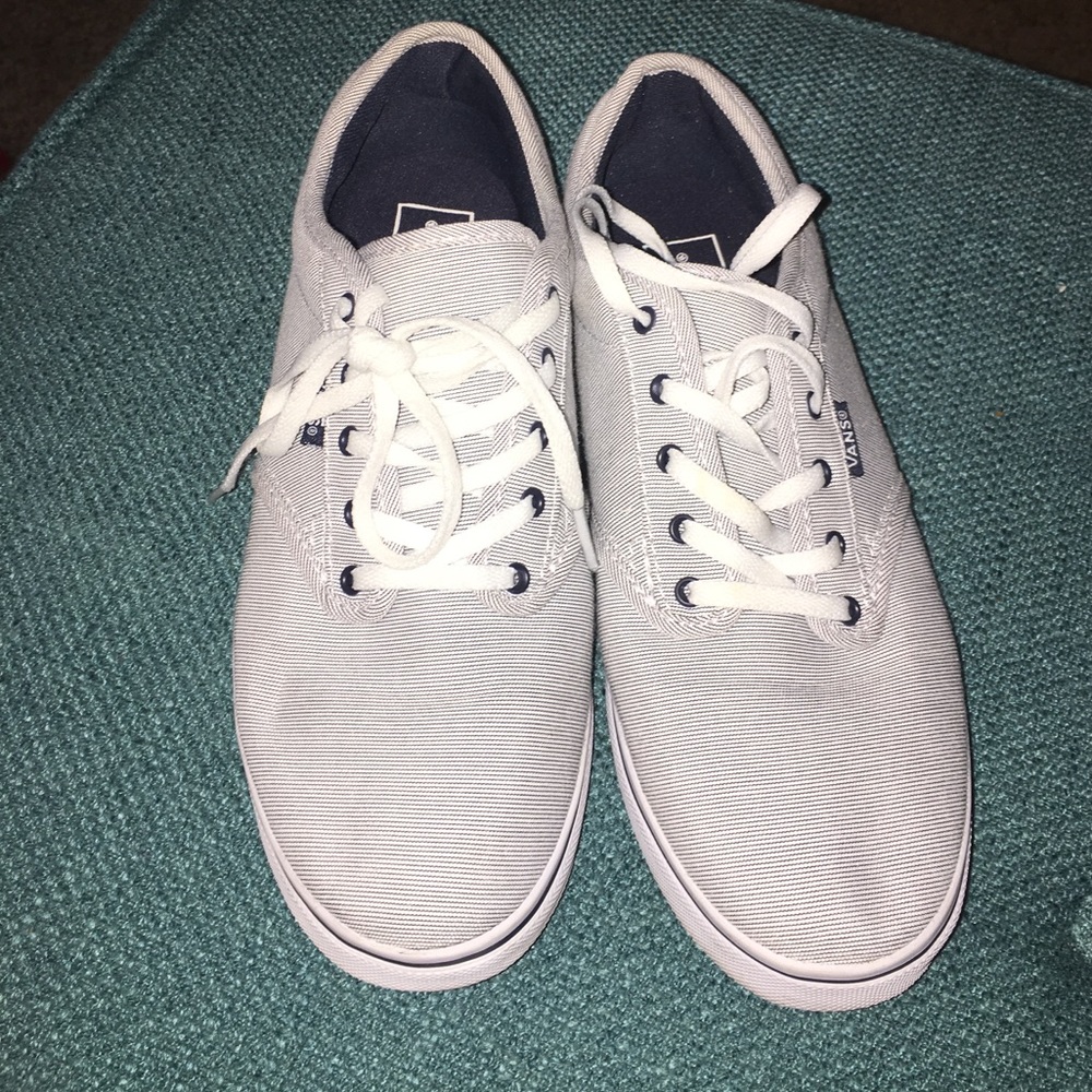 Blue and white striped vans