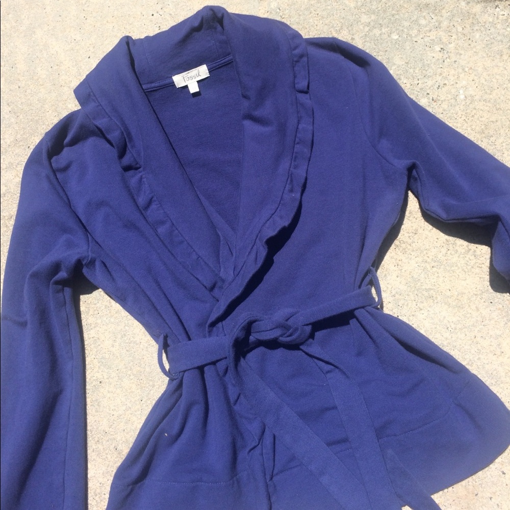 Fossil Navy Blue cotton wrap jacket