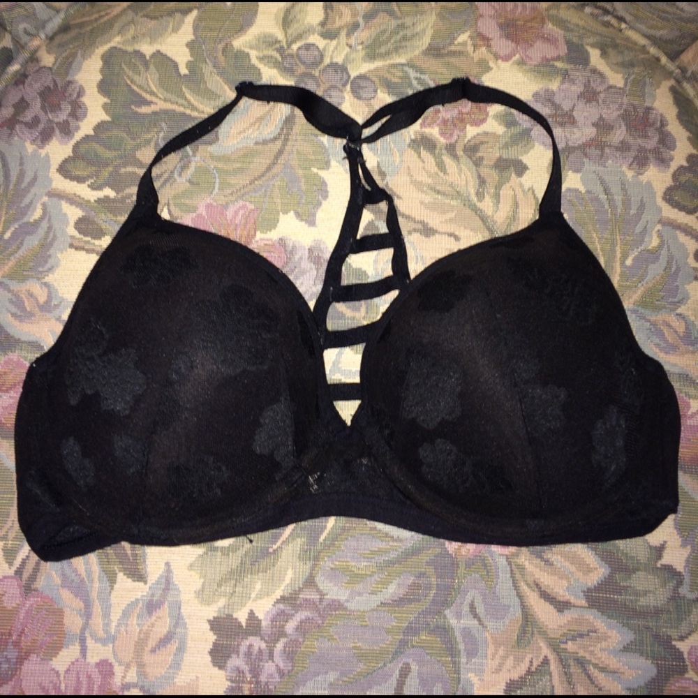 Black flower bra