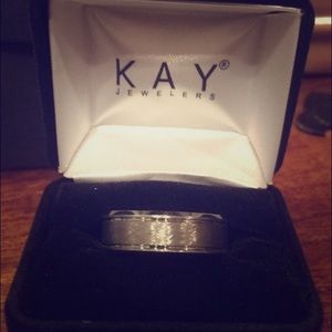 Satin finish tungsten carbide men's wedding band