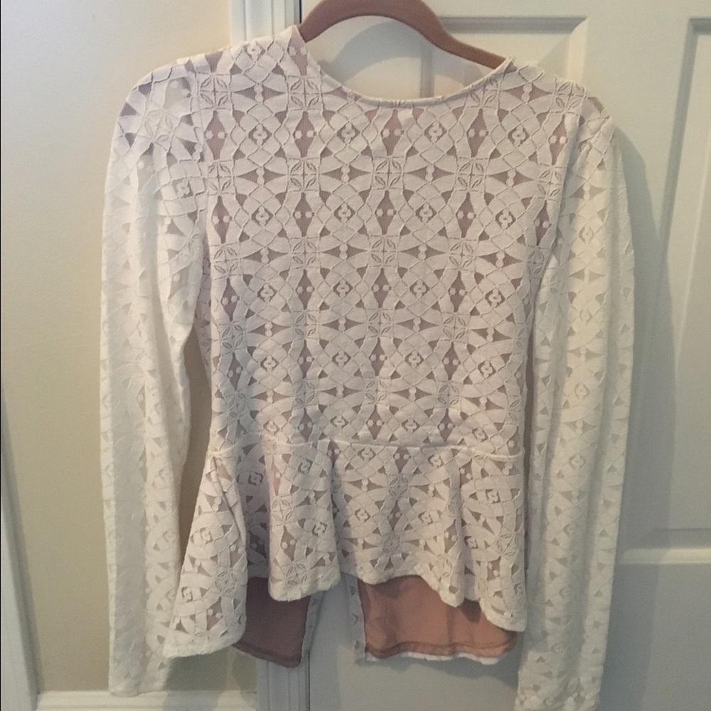 White peplum lace top