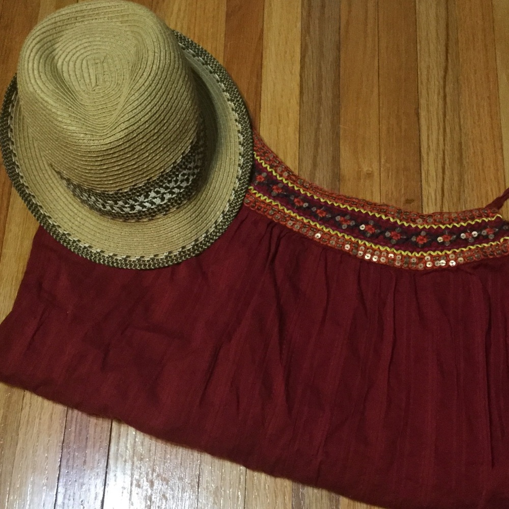 Cute embellished red top