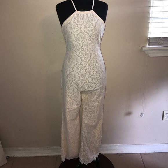 Nude Lace Jumpsuit - Picture 2 of 3