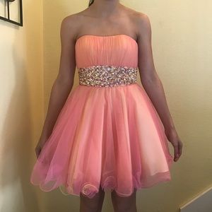 Peach bejeweled dress
