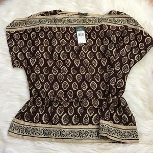 NWT Ralph Lauren Brown Leaf Tunic