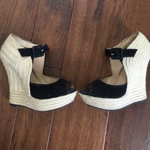 Cutest Liana Black & Wicker Wedges!! Great price!