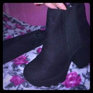 Suede platform booties