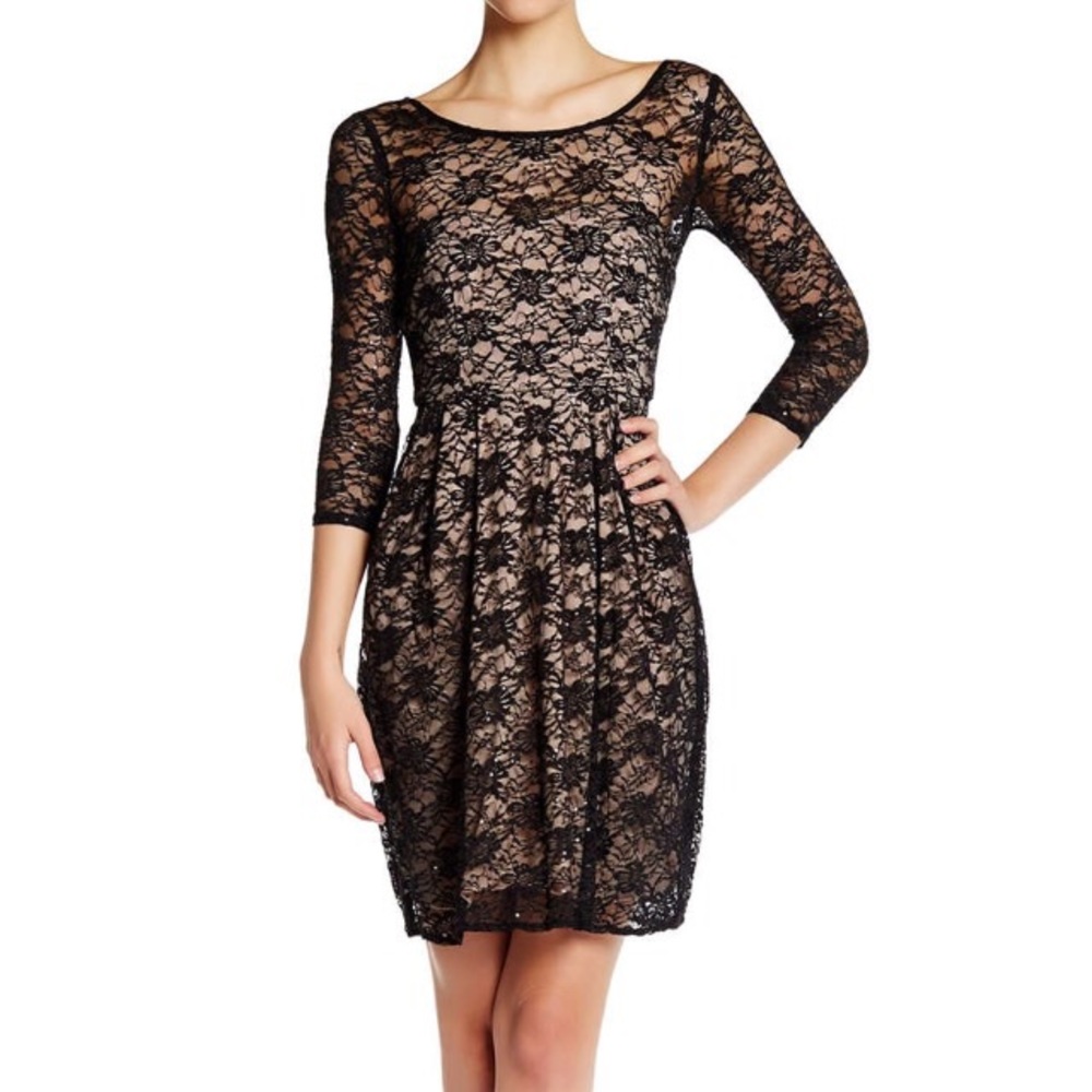 Betsey Johnson 3/4 Sleeve Fit Flare Lace Dress