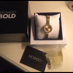 Movado Swiss Bold Diamond 25mm Gold Bracelet Watch