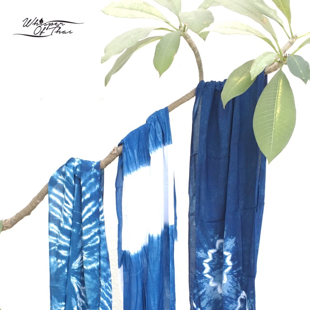 Scarfs cotton and silk, indigo blue color