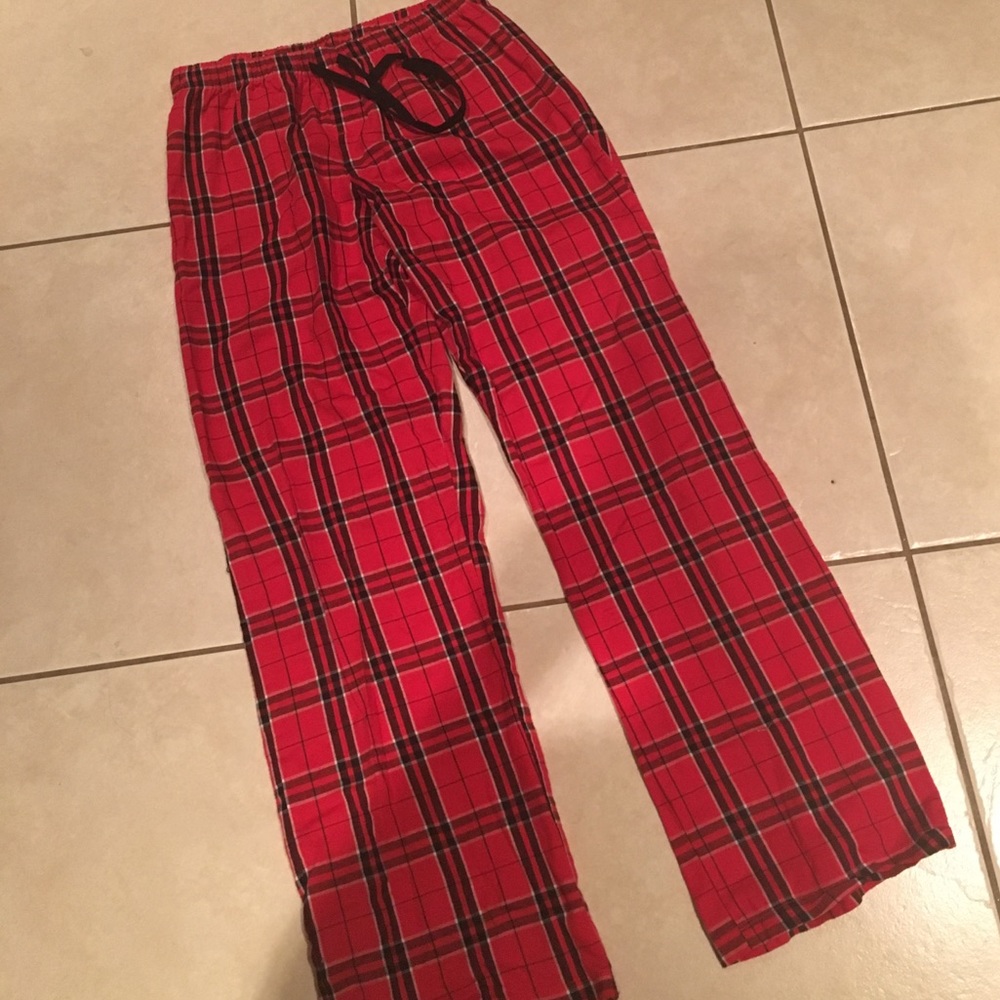 Red and black PJ bottoms