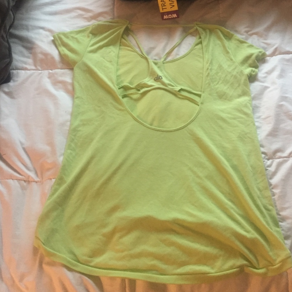 ALO yoga straps back top neon yellow