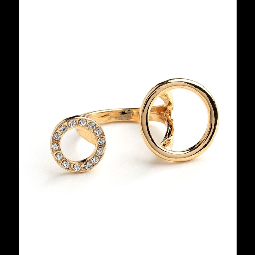 Double Ring Shape Multi Stone Ring