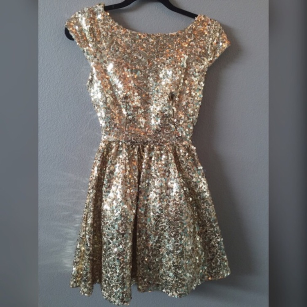 Gold sequin dress