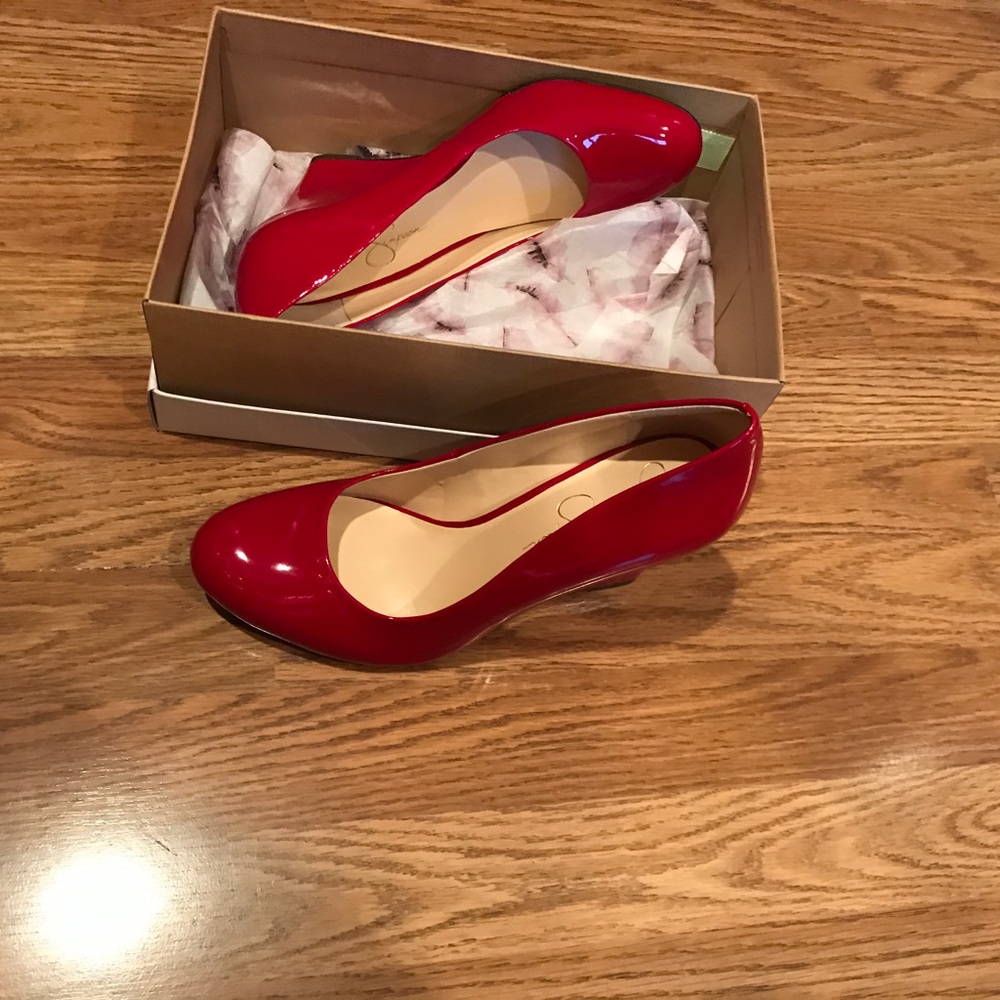 Jessica Simpson red wedges- beautiful! Brand new