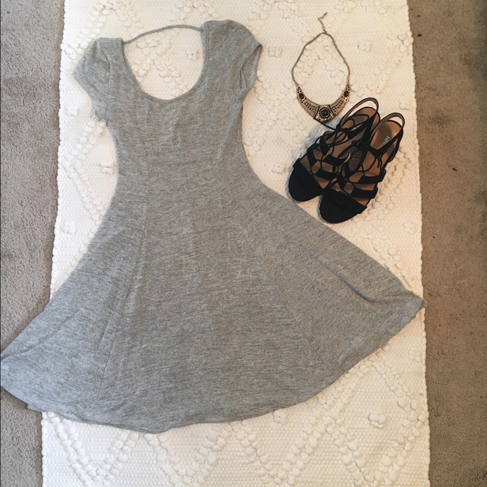 Knit Heather Grey Skater Dress