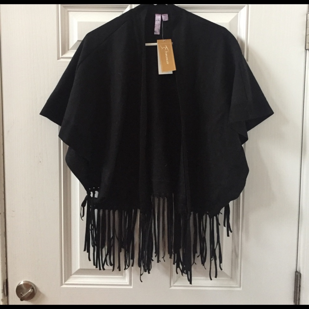 Francesca's Suede Trim Shawl