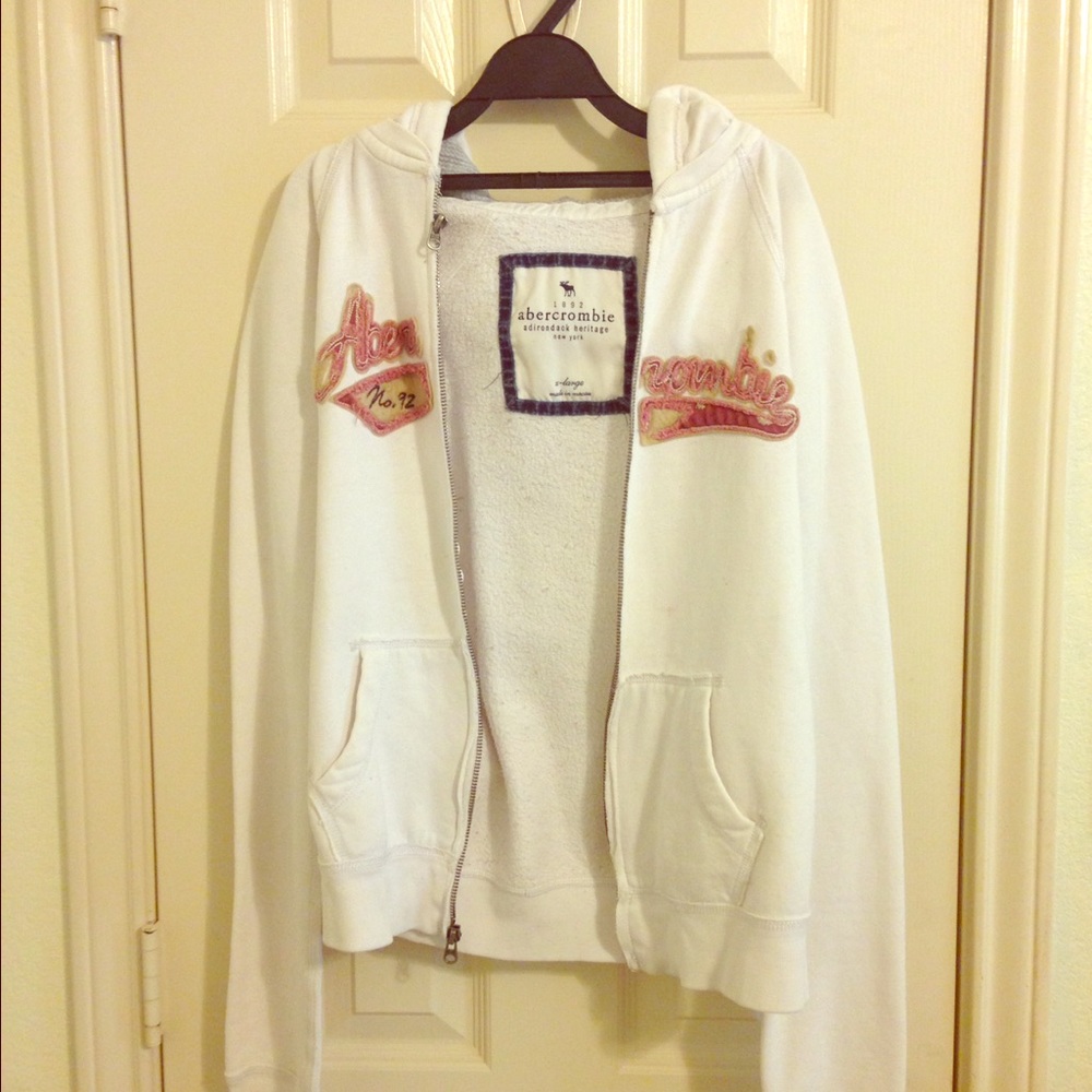 Abercrombie White Hoodie Jacket