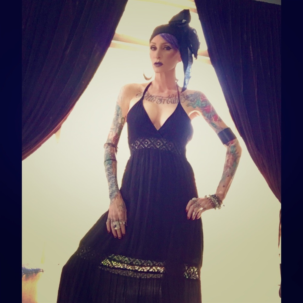 Black gauze and crochet maxi dress! ❤️SALE❤