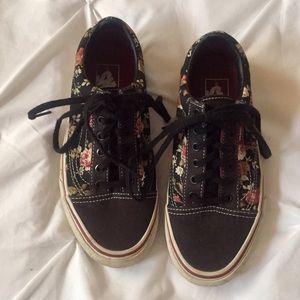 Vans Casual Sneakers Women's Size 6.5 Floral Black