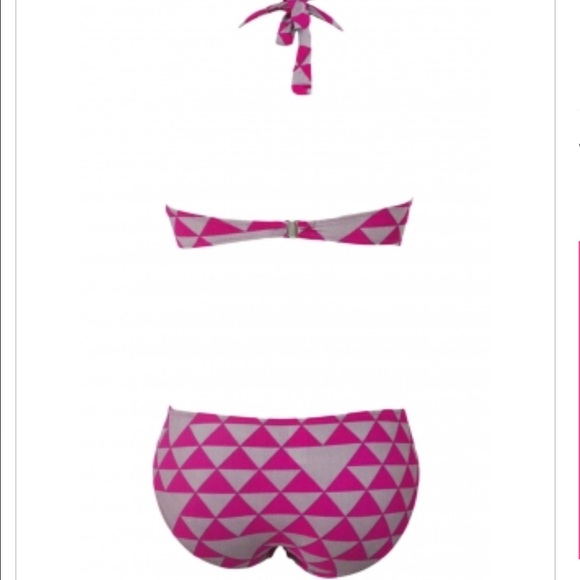 Pink and tan triangles bikini small and large NWOT - Picture 2 of 2