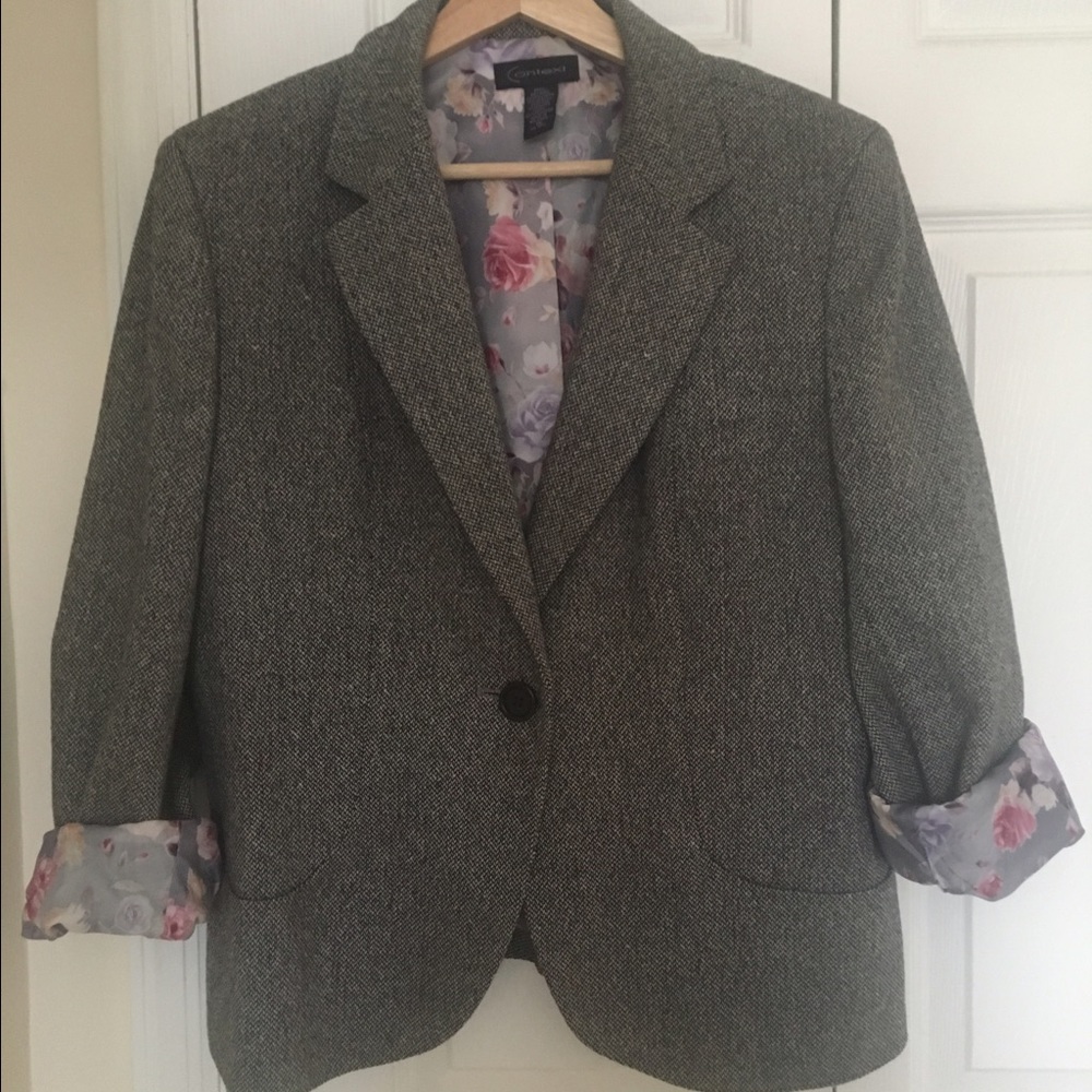 Black-Grey Herringbone Blazer