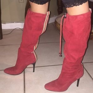 Steve Madden Suede Knee High Red Boots