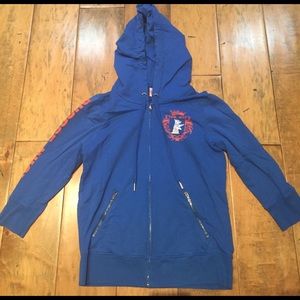 Blue zip sweatshirt with hood