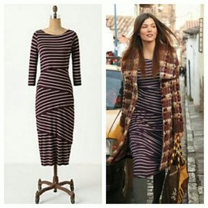 Anthropologie Bailey 44 tiered stripes dress L