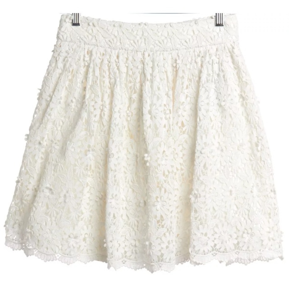 ALICE + OLIVIA White Eyelet Lace A-Line Skirt 6
