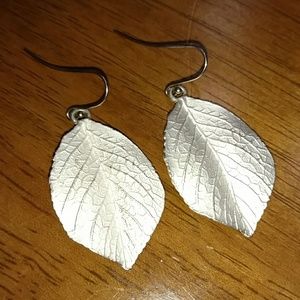 Anthropologie Silver Leaf earrings