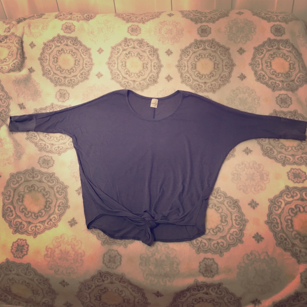Tie-front long sleeve blouse