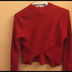Red tulip back sweater