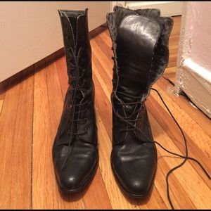 Cute black lace up just past ankle boots!