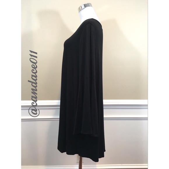 Bell Sleeved Dress (Black) 2X-3X - Picture 6 of 6