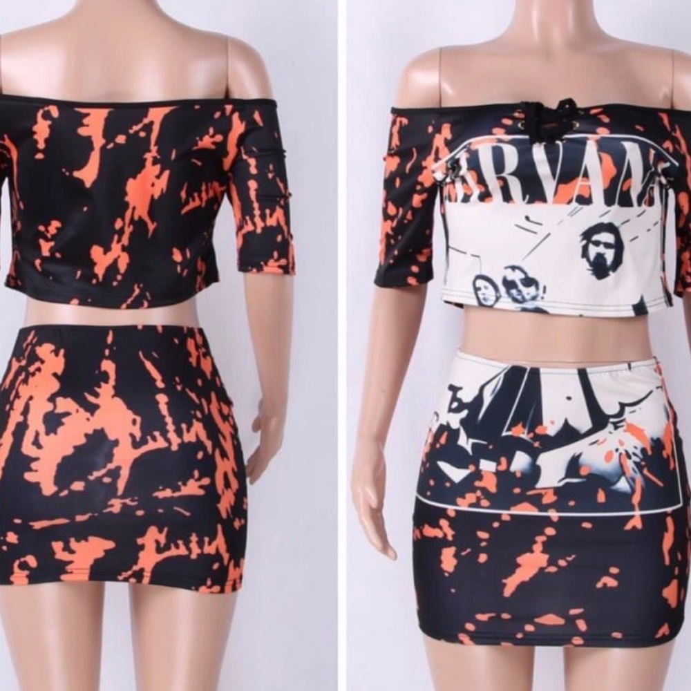 Tie dye 2 piece skirt set