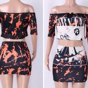 Tie dye 2 piece skirt set