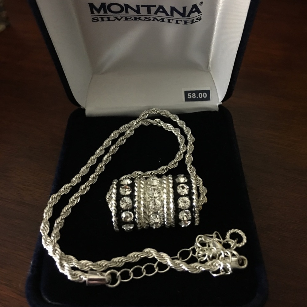Silver Necklace with 3 rings