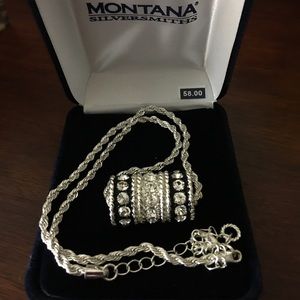 Silver Necklace with 3 rings