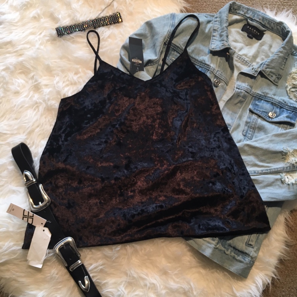 Velvet Adjustable Strap Black Cami from Hollister