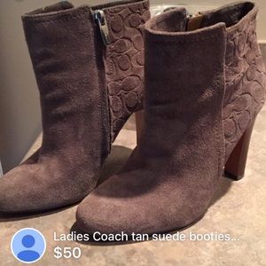 Tan Coach suede booties little wear