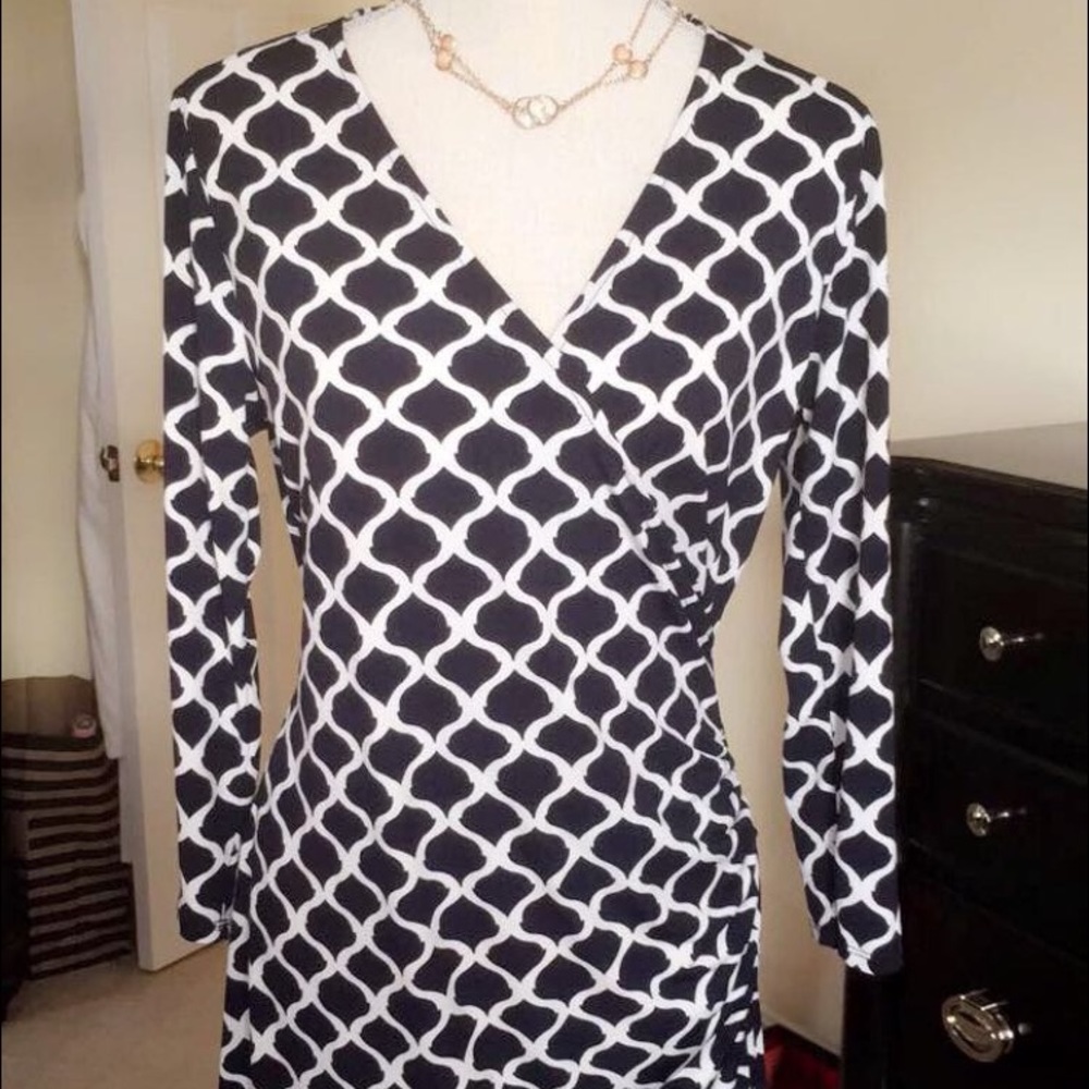 Professional black and white dress