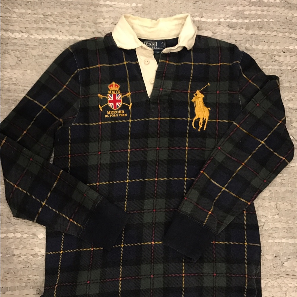 mercer rl polo team long sleeve rugby custom fit