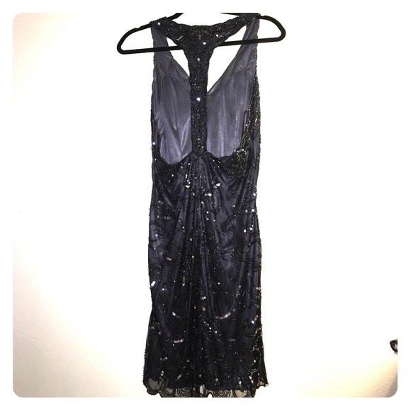 Gunmetal Grey Sequined Cocktail Dress - Picture 2 of 4