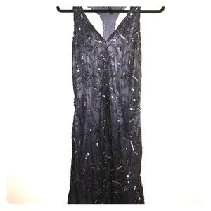 Gunmetal Grey Sequined Cocktail Dress
