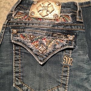 Size 27, "miss me" boot cut jeans, inseam 33 in