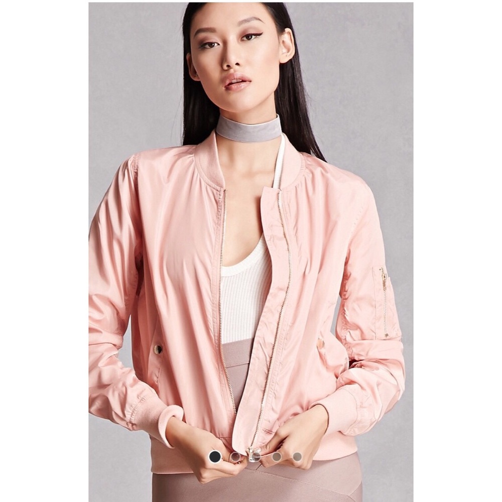 F21 Blush Ruched Bomber Jacket NWT